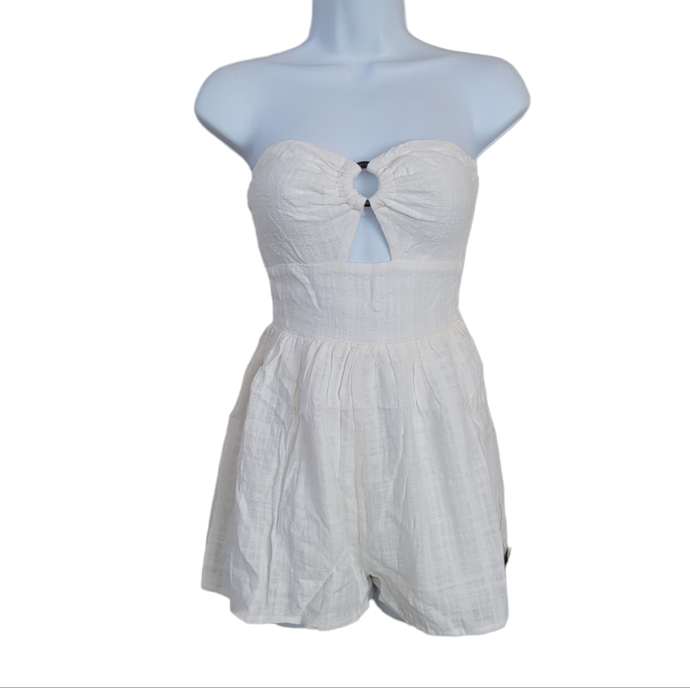 LULU'S White Days of Bliss‎ Plaid Strapless Romper Size XS